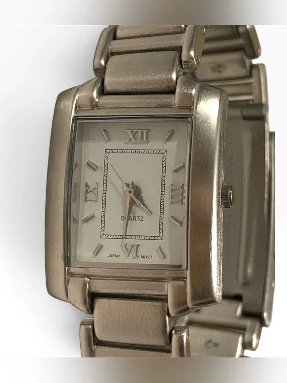 Avon Women’s Rectangular Silver Dial Stainless Steel Bracelet Watch New Battery